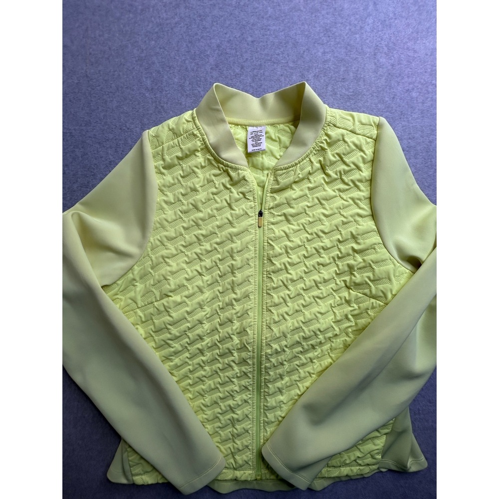 Avia Womens Neon Yellow Quilted Full Zip Activewear Jacket XL 16-18 Thumbholes
